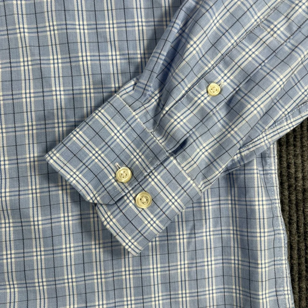 Banana Republic Shirt Mens Medium Blue Plaid Long Sleeve Button Up Casual